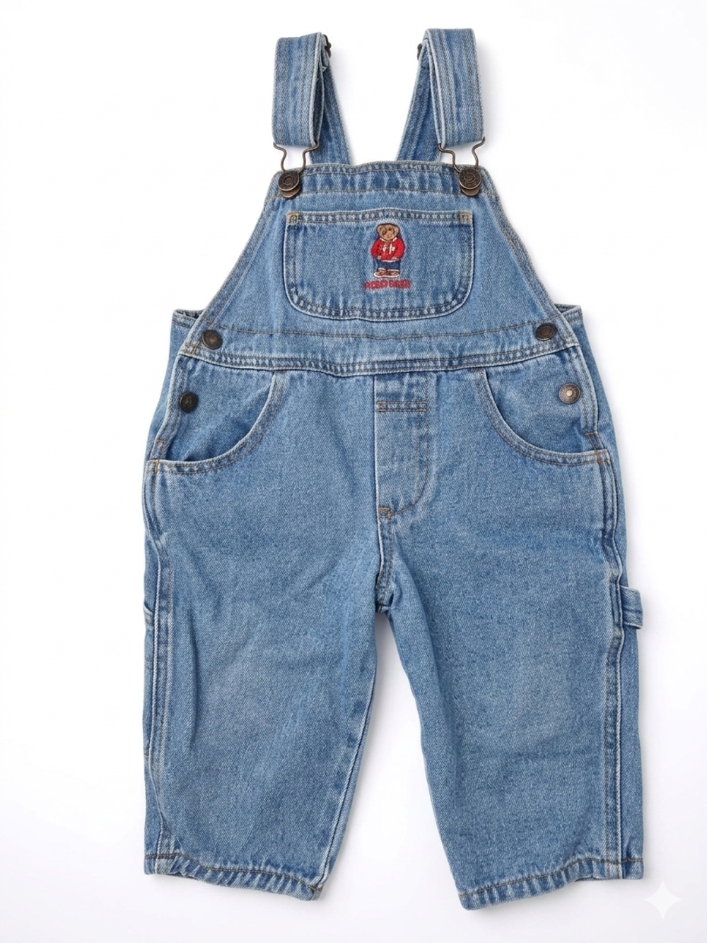 Vintage 90s Jordache Bear Embroidered Denim Overalls Carpenter 2T